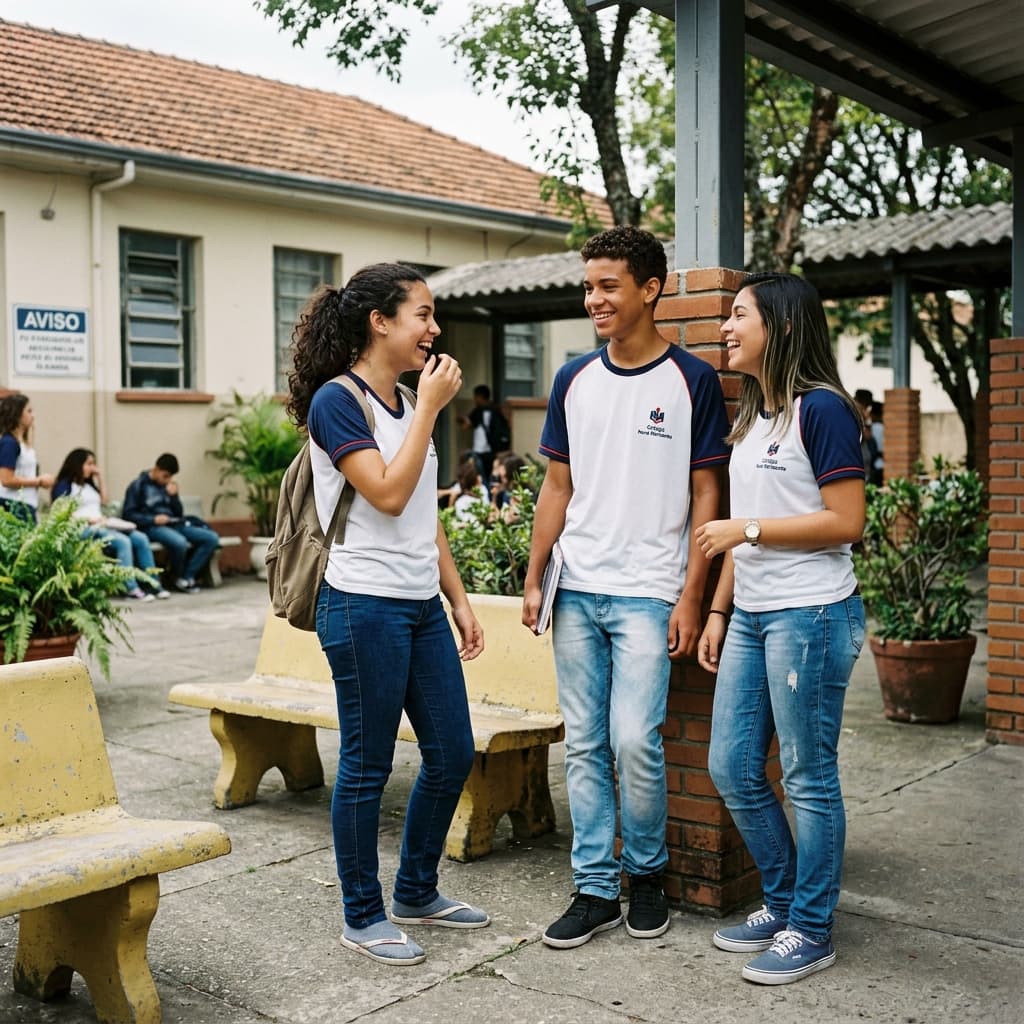 Alunos do Colégio Büll no pátio